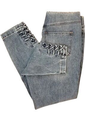 SOFT SURROUNDINGS Elastic Waist High Rise Pull-On Blue Jeans Women's M